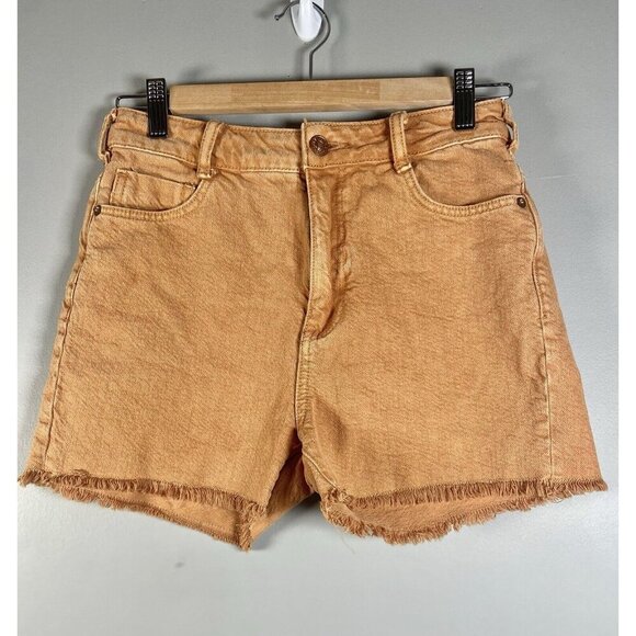 Pilcro by Anthropologie Women Brown Mustard Denim Shorts Size 25 Cutoffs Summer - Picture 1 of 10